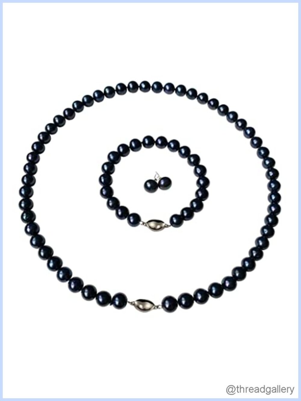 Genuine Round Freshwater Pearl Jewelry Set with Sterling Silver